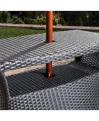 Streamdale All-in-One Outdoor Side Table with Umbrella Hole and Storage Shelf