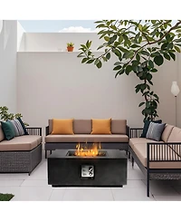 Streamdale Outdoor Fire Pit Table, 35" Square Stone, 50,000 Btu Burner, Free Lava Rocks and Cover