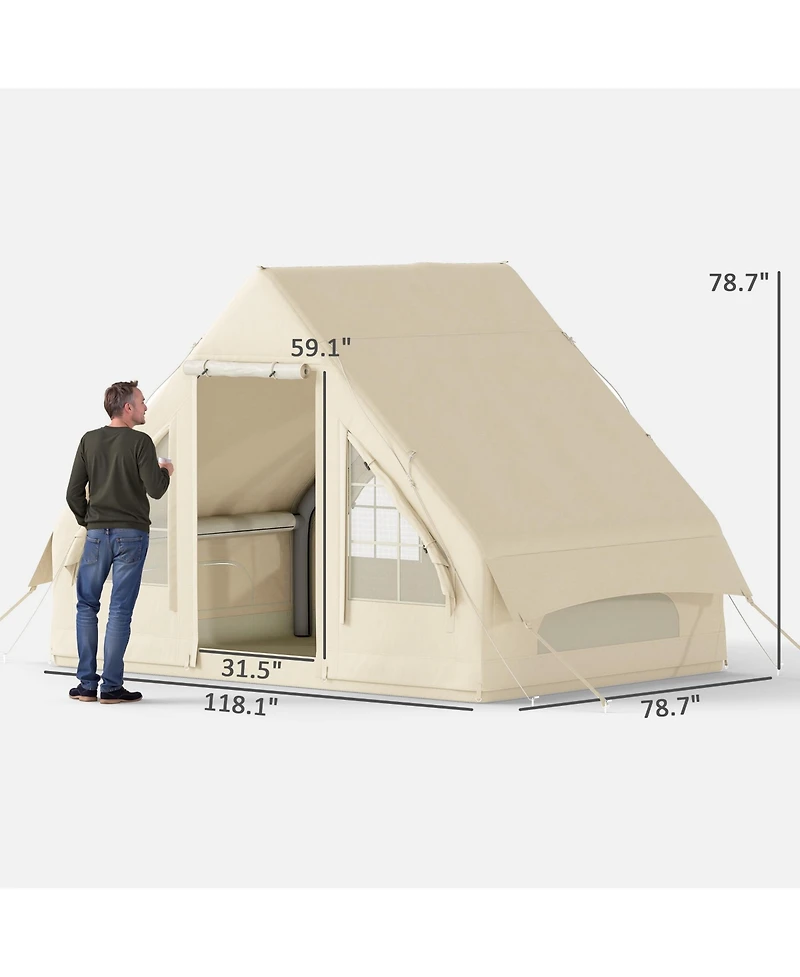 Outsunny Inflatable Camping Tent with Hand Pump, 4 Season for 4-6 People
