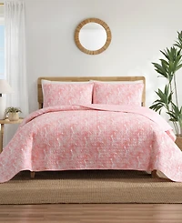 Closeout! Tommy Bahama Home Distressed Water Leaves 3-Pc. Quilt Set