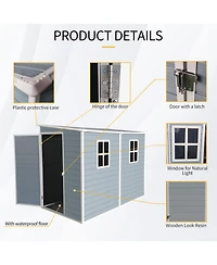 Streamdale 4x8ft Outdoor Storage Shed with Floor Resin shed with Two-Window, Waterproof, Lockable Doors for Patio,Yard,Lawn ---Gray