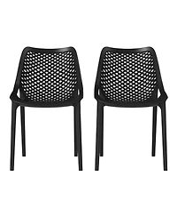 Outdoor Stackable Modern Plastic Dining Chairs (Set of 2)