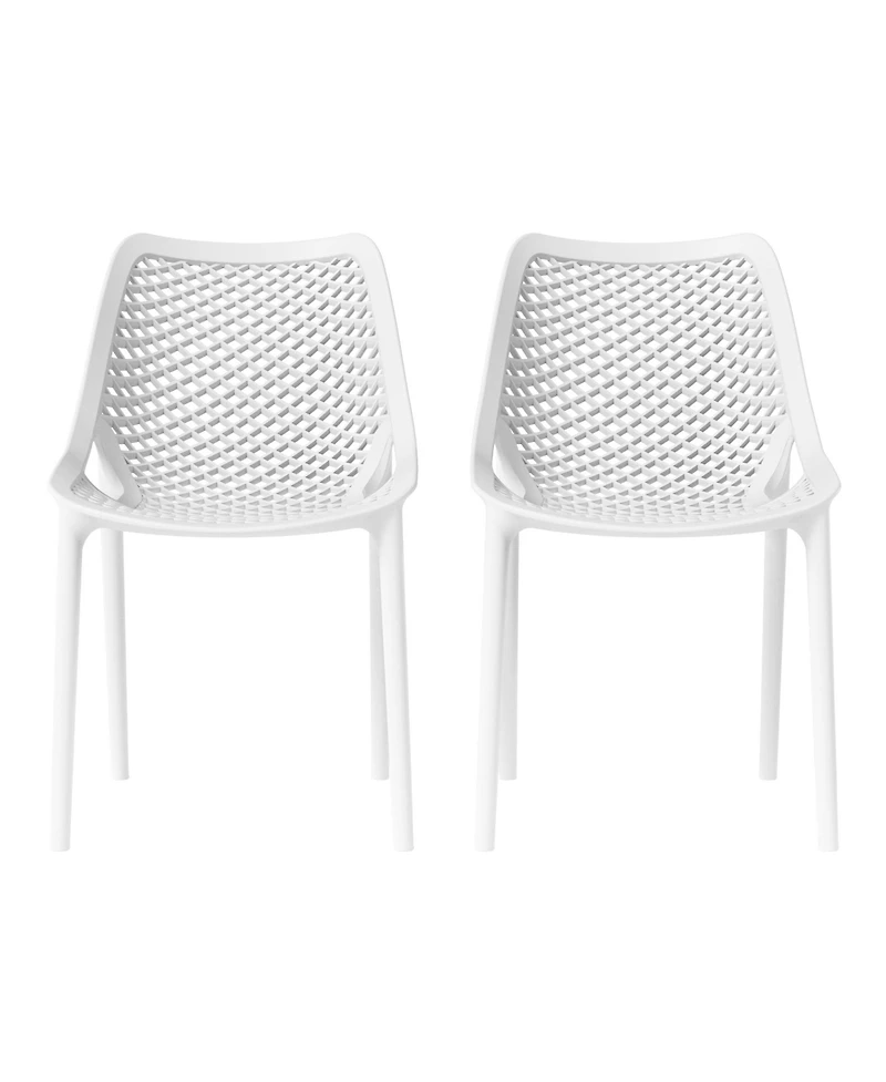 Outdoor Stackable Modern Plastic Dining Chairs (Set of 2)