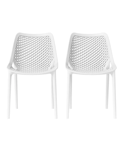 Outdoor Stackable Modern Plastic Dining Chairs (Set of 2)