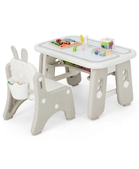 Kids Table and Chair Set with Flip-Top Bookshelf
