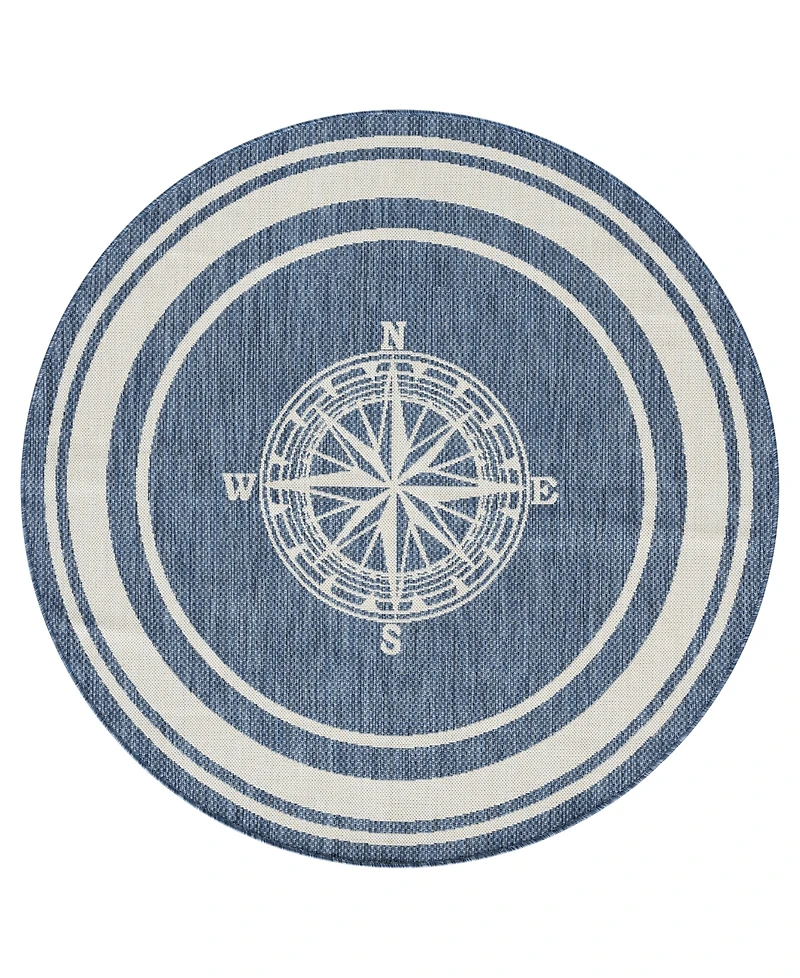 Lr Home Shoreline Srl-871 5'3''x5'3'' Round Outdoor Area Rug