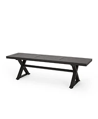 Streamdale Outdoor Dining Bench, Antique Matte Black