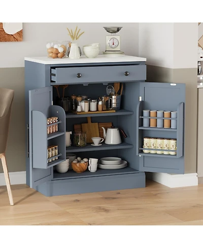 Streamdale Gray Kitchen Pantry with Drawer, Adjustable Shelves and Door Shelves