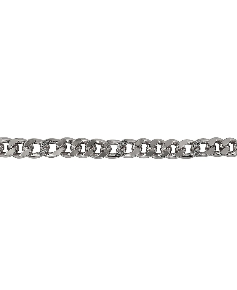 Laundry by Shelli Segal Silver Tone Chunky Chain Necklace with Pave Stones