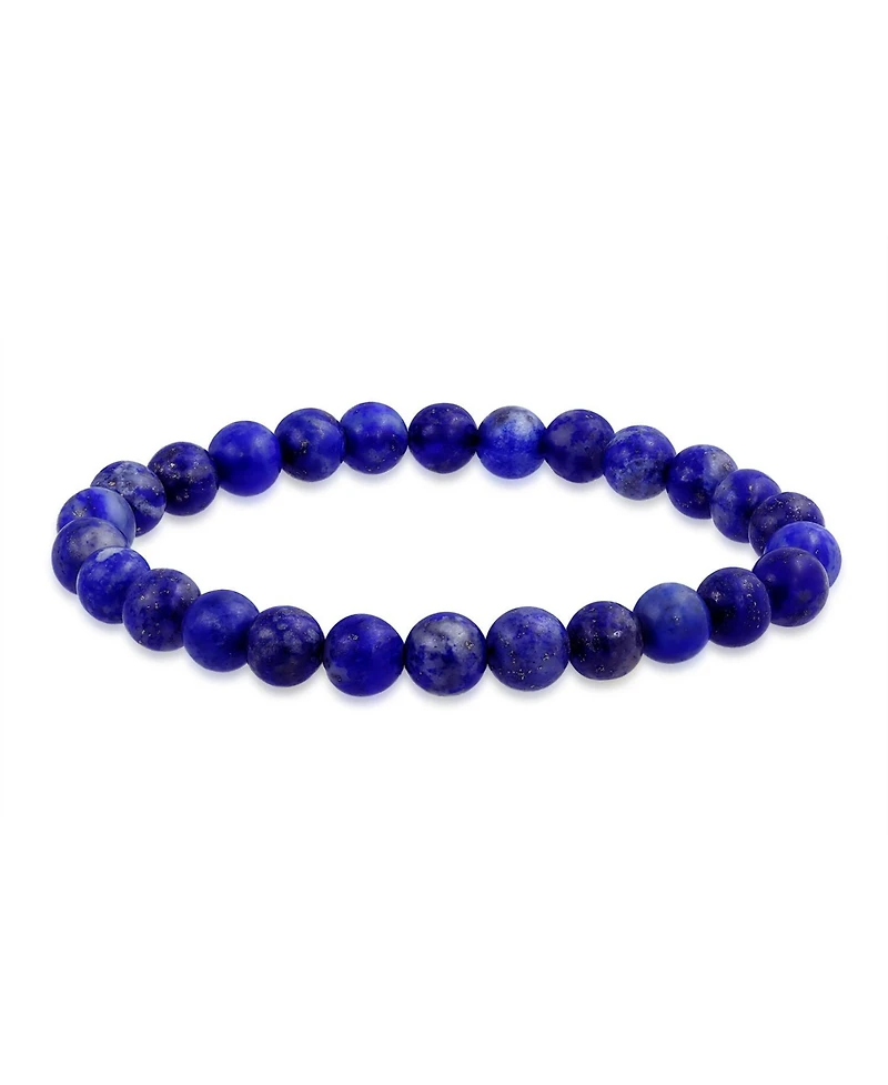 Bling Jewelry Classic Simulated Blue Lapis Lazuli 7MM Beads Strand Necklace & Bracelet Set