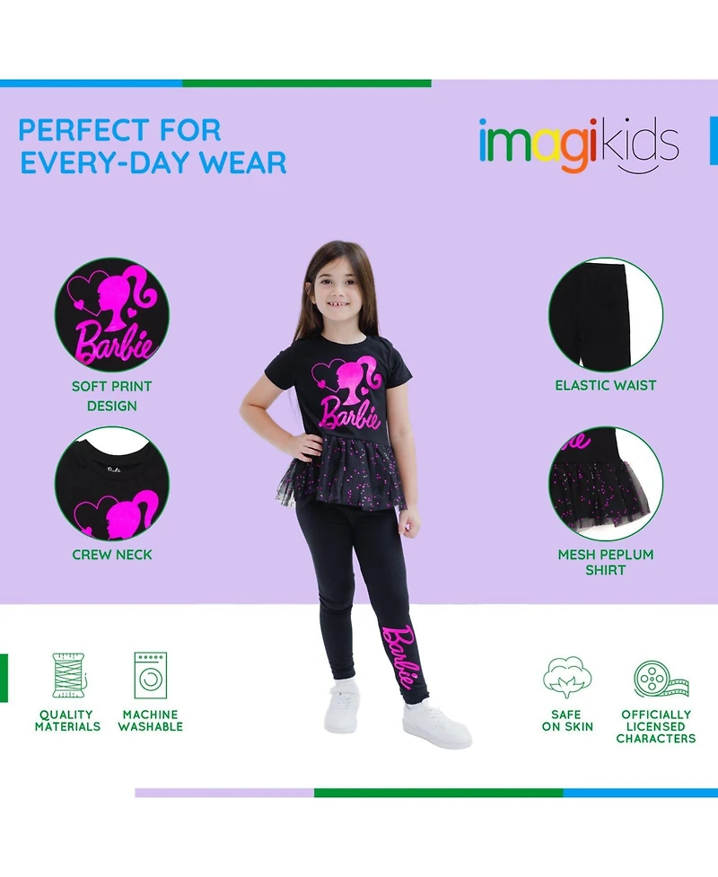 Barbie Toddler Girls Metallic Print Peplum T-Shirt and Pants