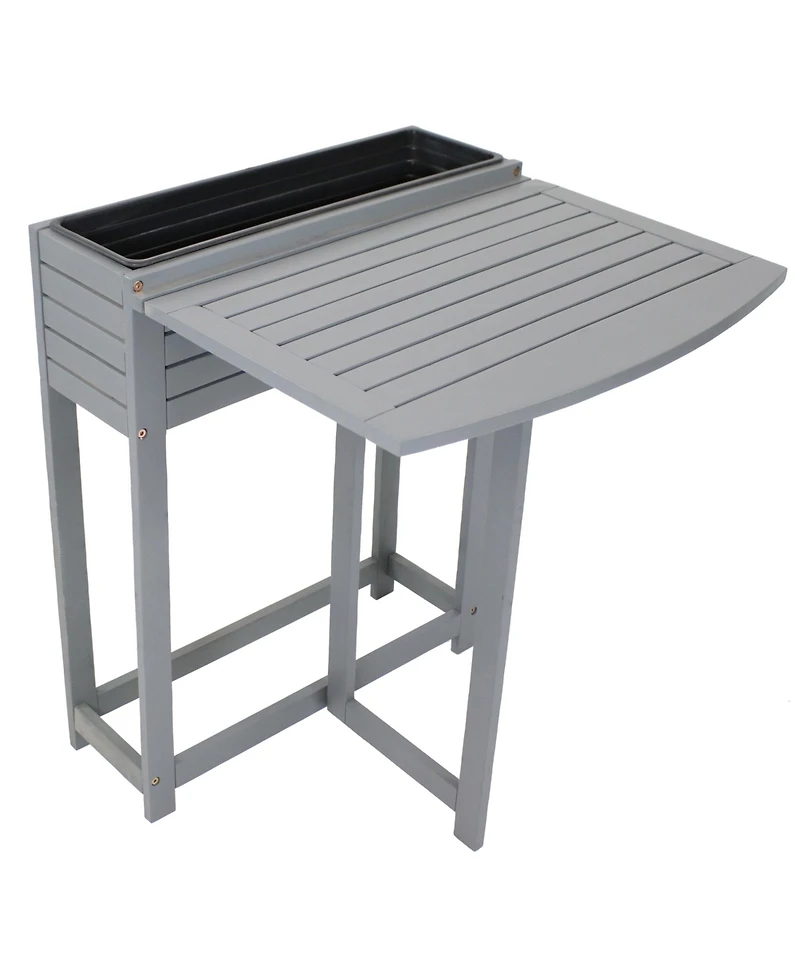 Acacia Wood Folding Table with Planter Box - 30.5" H