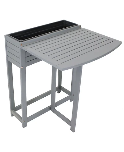 Acacia Wood Folding Table with Planter Box - 30.5" H