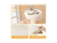 Tall Cat Tree with Cozy Top Perch & Washable Plush Cushions Comfortable & Stylish Cat Tower