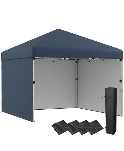 Outsunny 10' x 10' Pop Up Canopy with 3 Sidewalls and Carry Bag,
