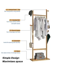 Streamdale Solid Wood Coat Rack 23.6" x 11" x 64.1", Eco-Friendly, Easy Assembly