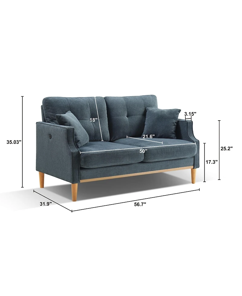 Living Space Sofa 2 Seater ,Loveseat With Waterproof Fabric Cream , Usb Charge