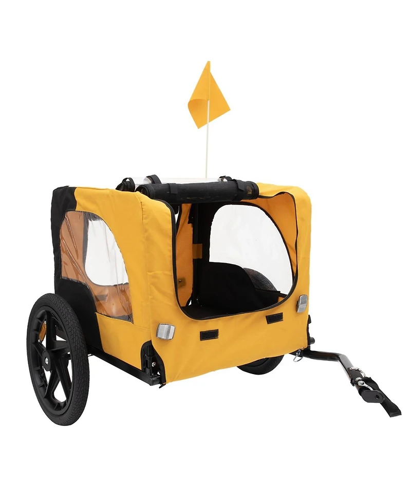 Yellow Outdoor Heavy Duty Foldable Utility Pet Stroller Dog Carriers Bicycle Trailer