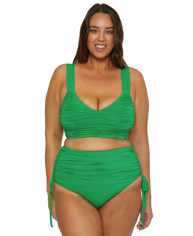 Becca Etc Plus Color Code Shirred Halter Bikini Top
