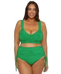 Becca Etc Plus Color Code Shirred Halter Bikini Top