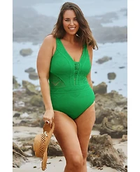 Becca Etc Plus Color Play Tummy-Control One-Piece Swimsuit
