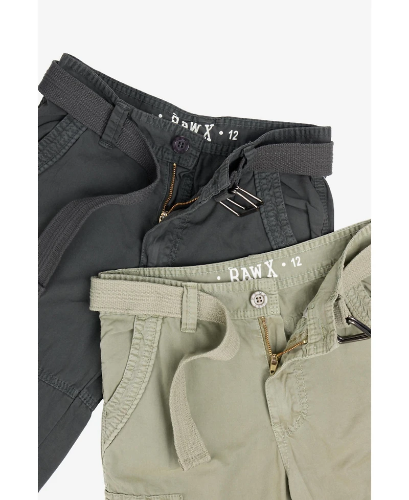Raw X Big Boys 2 Pack Combo Belted Twill Cargo Shorts 8-18