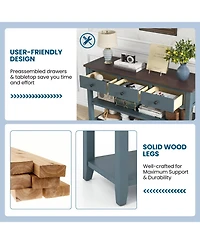 50 Inch Entryway Table Narrow Long Sofa Table with Drawers and Shelves