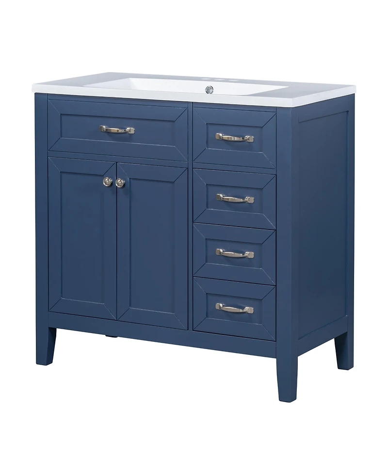Streamdale 36" Bathroom Vanity with Sink Combo, Blue Bathroom Cabinet with Drawers, Solid Frame and Mdf Board