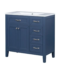Streamdale 36" Bathroom Vanity with Sink Combo, Blue Bathroom Cabinet with Drawers, Solid Frame and Mdf Board