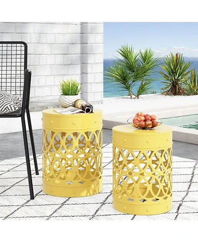Streamdale Modern Minimalist Side Table Set with Iron Cut Design