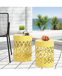 Streamdale Modern Minimalist Side Table Set with Iron Cut Design