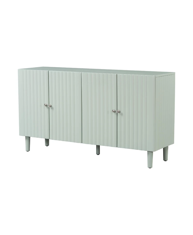 Streamdale Elegant Four-Door Sideboard with Wavy Doors, Cylindrical Legs & Metal Handles