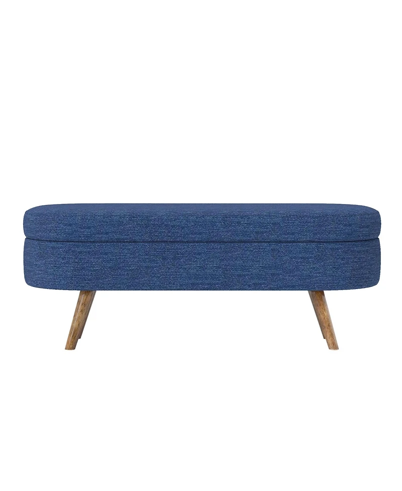 Streamdale Ottoman Oval Storage Bench,Rubber Wood Legs,Blue(43.5"x16"x16")