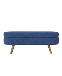 Streamdale Ottoman Oval Storage Bench,Rubber Wood Legs,Blue(43.5"x16"x16")