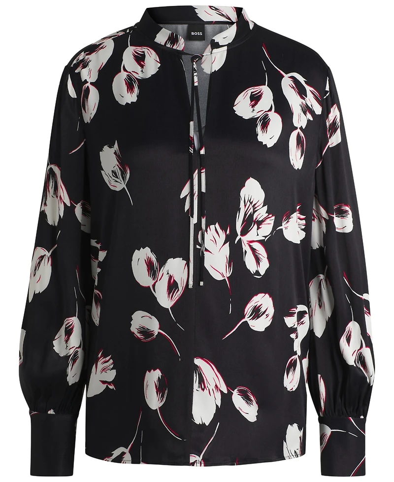 Boss by Hugo Women's Tulip Print Relaxed-Fit Blouse