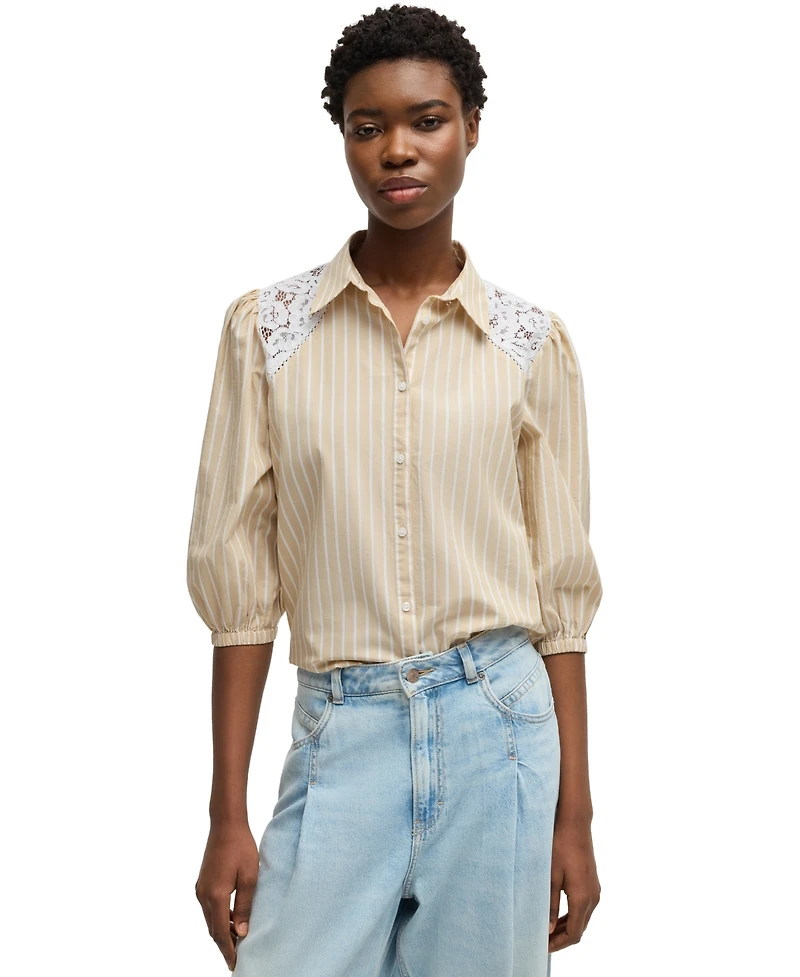 Boss by Hugo Women's Striped Regular Fit Blouse