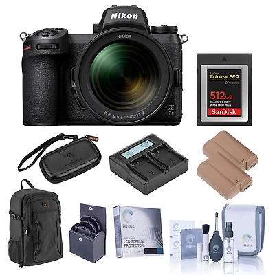 Nikon Z 7II Mirrorless Digital Camera, Bundle with Extreme Pro 512GB Cfexpress Memory Card, 2x Battery, Charger, Backpack, 72mm Filter Kit, Screen Pro