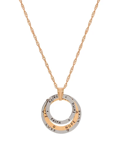 2028 Two-Tone Love Hope Faith Tri Ring Necklace