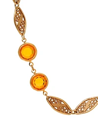 2028 Topaz Crystal Filigree Station Necklace