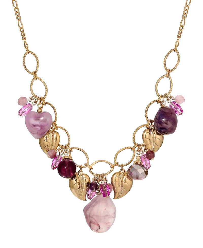 2028 Purple Cluster Bead Drop Necklace