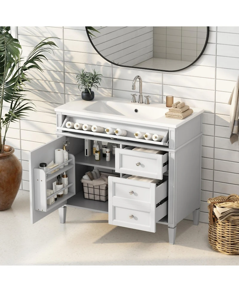 Streamdale Modern Bathroom Vanity with Top Sink and Storage