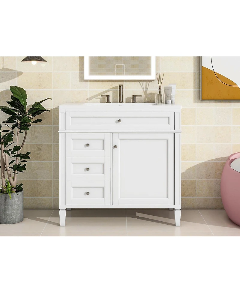 Streamdale 36" Modern Bathroom Vanity with Sink and Storage (2 Drawers + Tip-Out)