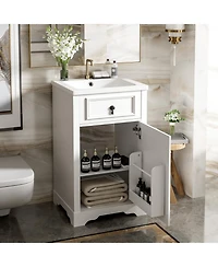 Streamdale 20-Inch Vanity Ceramic Sink, Soft-Close Door, Adjustable Shelf, Door Storage