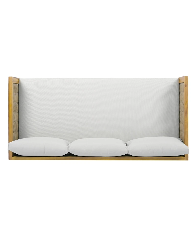 Streamdale Acacia Wood Daybed with Water-Resistant Cushions and Rattan Armrests