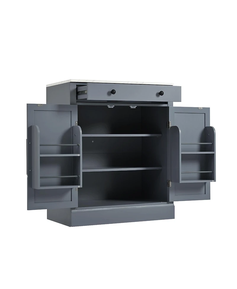 Streamdale Freestanding Kitchen Pantry with Storage and Adjustable Shelves (Set of 2, Gray)