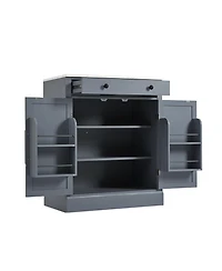 Streamdale Freestanding Kitchen Pantry with Storage and Adjustable Shelves (Set of 2, Gray)
