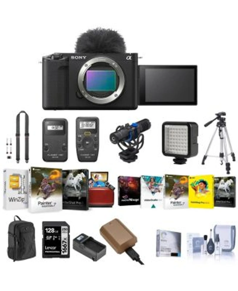Sony Sony Zv E1 Full Frame Mirrorless Vlog Camera Black Bundle With Backpack 128gb Sd Card Extra Battery Dual Charger Cleaning Kit Corel Mac