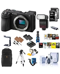 Sony Sony Alpha a6700 Mirrorless Camera Body Bundle with Backpack, 2x 128GB Sd Card, Card Reader, Corel Mac & Pc Software Kit, 2x Extra Battery, Charg