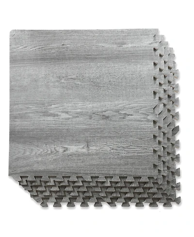 100 SqFt 3/8" Natural Gray Wood Grain Foam Mat Interlocking Mat Tiles 25pcs