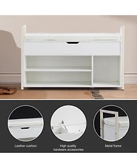 Streamdale 39" Shoe Bench with Lift Top Storage, 2-Tier Shoe Rack